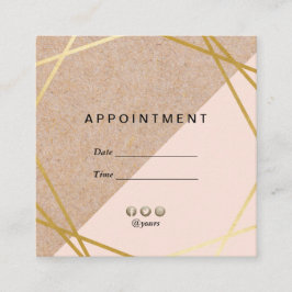 Tarjeta De Visita Cuadrada Cita De Oro GeométricoImpreso Lt Rosa