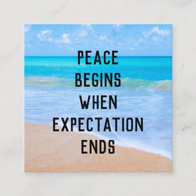 Tarjeta De Visita Cuadrada Cita inspiradora con escena de playa tropical (Anverso)