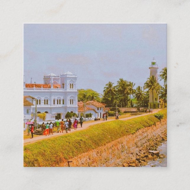 Tarjeta De Visita Cuadrada Ciudad de Galle - Costa Sur de Sri Lanka (Anverso)