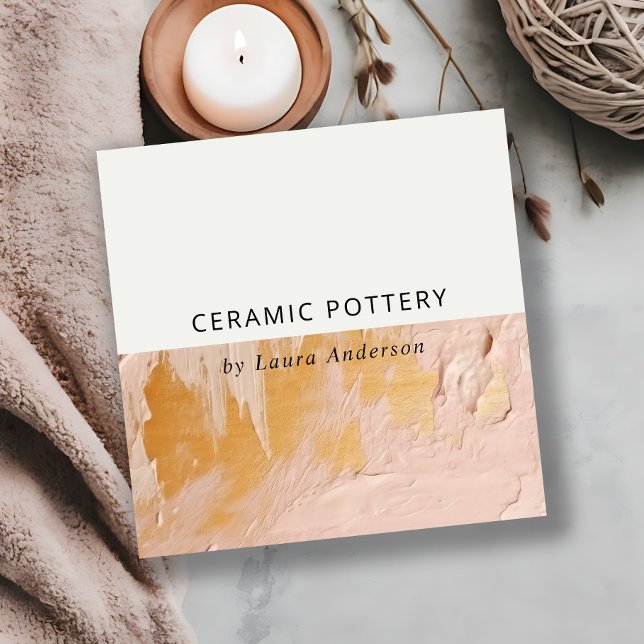 Tarjeta De Visita Cuadrada Clásico Bush Paint Gold Paint Textura Código QR (Subido por el creador)