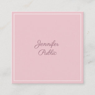 Tarjeta De Visita Cuadrada Clásico Rosa Estilo Simple Plata De Lujo