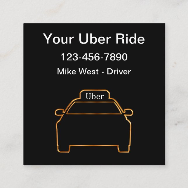 Tarjeta De Visita Cuadrada Clásico Único Conductor De Uber Hailing (Anverso)