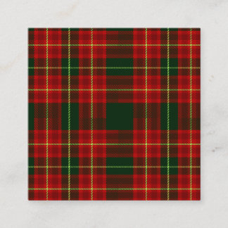 Tarjeta De Visita Cuadrada Classic Christmas Red Green Tartan Plaid Seamless 