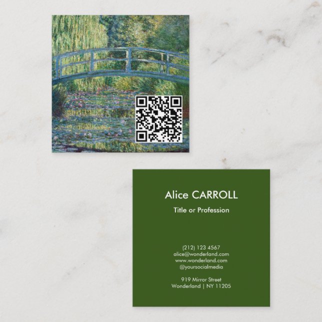 Tarjeta De Visita Cuadrada Claude Monet - Armonía verde - Código QR (Anverso / Reverso)