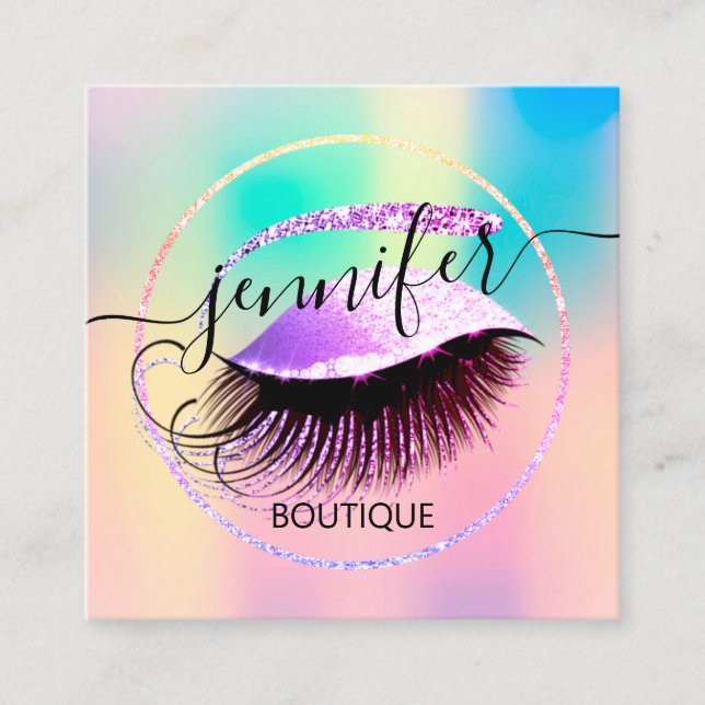 Tarjeta De Visita Cuadrada Cláusula profesional de maquillaje Lash QR Código  (Anverso)