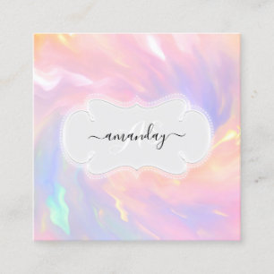 Tarjeta De Visita Cuadrada Clavos de maquillado Holografía Unicornio