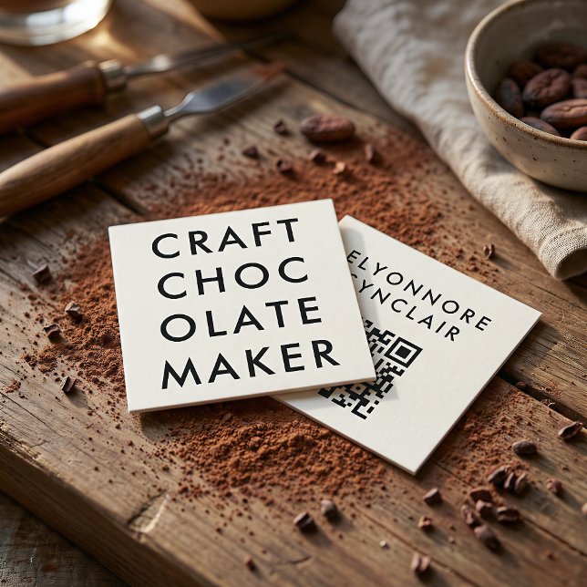 Tarjeta De Visita Cuadrada Clean Minimal Craft Chocolate Maker QR Code Square (Subido por el creador)