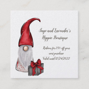 Tarjeta De Visita Cuadrada Cliente de Holiday Gnomes gracias a la recompensa