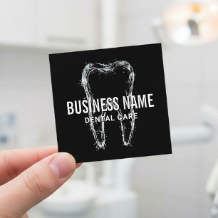 Tarjeta De Visita Cuadrada Clínica Dental Dentista Limpia Diente Negro