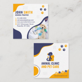 Tarjeta De Visita Cuadrada Clínica Veterinaria, Cuidados de Mascotas, Vet, Mé