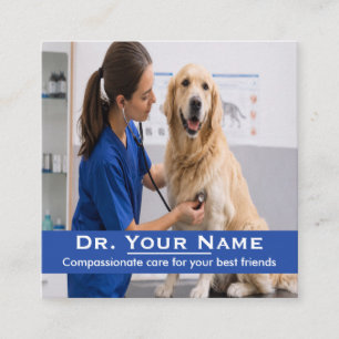 Tarjeta De Visita Cuadrada Clínica Veterinaria de Cuidados Elegantes para Mas