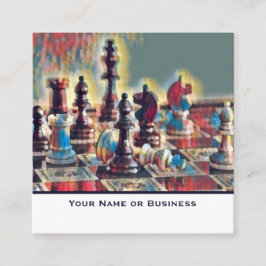 Tarjeta De Visita Cuadrada Club de Entrenadores de ajedrez con estilo abstrac