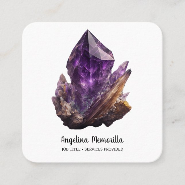 Tarjeta De Visita Cuadrada Clúster Amethyst Crystal (Anverso)