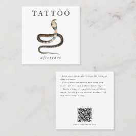 Tarjeta De Visita Cuadrada Cobra Snake Tattoo Instrucciones para el cuidado p