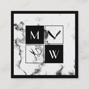 Tarjeta De Visita Cuadrada Coche de negocios cuadrado de elegantes barberos e