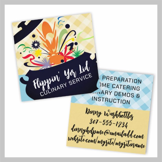 Tarjeta De Visita Cuadrada Cocina de aromas de cacerola de cocción cocinero c (Subido por el creador)