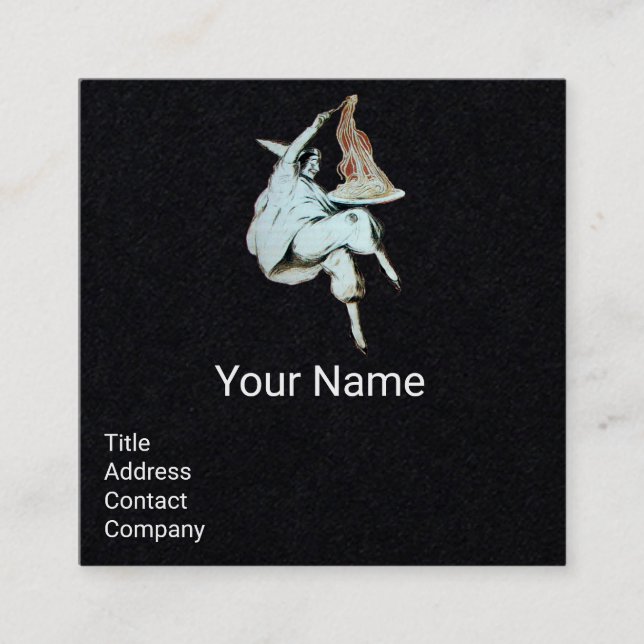 TARJETA DE VISITA CUADRADA COCINA ITALIANA FIESTA DE ESPAGUETTI, RESTAURANTE  (Anverso)