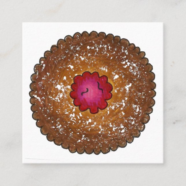 Tarjeta De Visita Cuadrada Cocina Torte Raspberry Linzer, horneada con comida (Anverso)