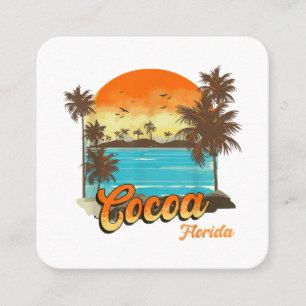 Tarjeta De Visita Cuadrada Cocoa Florida Beach Summer Vacation Palm Sunset
