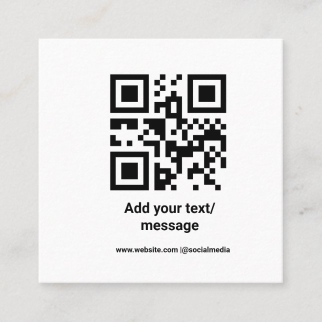 Tarjeta De Visita Cuadrada código de barras personalizado simple agregar su s (Anverso)