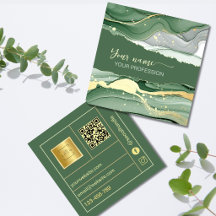 Código Qr Acuarela Verde Salvia Dorado