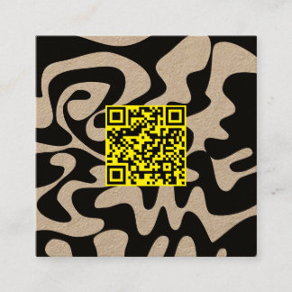 Tarjeta De Visita Cuadrada Código QR Amarillo Canario Groovy Retro Garabatos