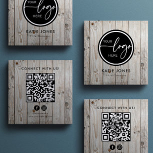 Tarjeta De Visita Cuadrada Código QR Carpintería Logotipo Personalizado Conéc