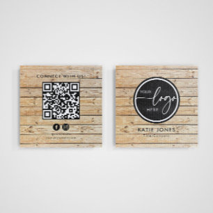 Tarjeta De Visita Cuadrada Código QR Carpintero Logotipo Personalizado Conéct