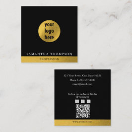 Tarjeta De Visita Cuadrada Código QR con el logotipo comercial de lujo negro 
