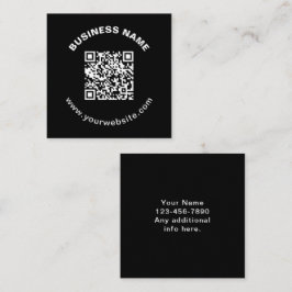 Tarjeta De Visita Cuadrada Código QR con nombre de empresa en negrita y texto
