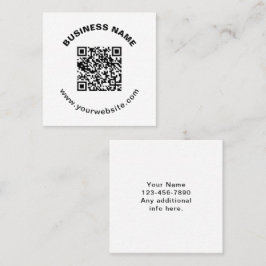 Tarjeta De Visita Cuadrada Código QR con nombre de empresa texto circular en 