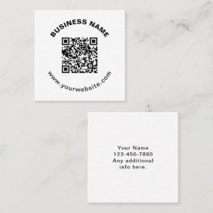 Tarjeta De Visita Cuadrada Código QR con nombre de empresa texto circular en 