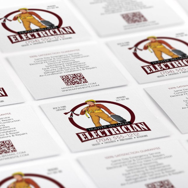 Tarjeta De Visita Cuadrada Código QR Contractor moderno de iluminación eléctr (Subido por el creador)