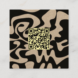 Tarjeta De Visita Cuadrada Código QR Crema Neutral Retro Groovy Natural Kraft