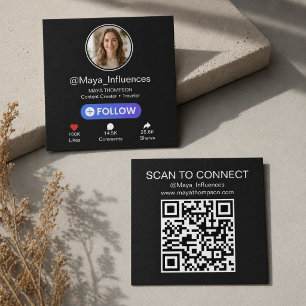 Tarjeta De Visita Cuadrada Código QR cuadrado de estilo UI de redes sociales 