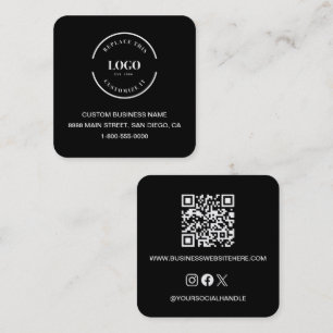 Tarjeta De Visita Cuadrada Código QR cuadrado moderno sitio web logotipo pers
