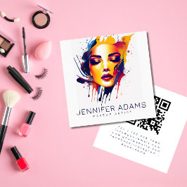 Tarjeta De Visita Cuadrada Código QR de artista de maquillaje artístico profe