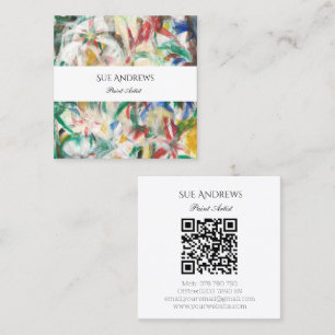 Tarjeta De Visita Cuadrada Código QR de artista personalizado de triángulo de
