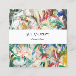 Tarjeta De Visita Cuadrada Código QR de artista personalizado de triángulo de