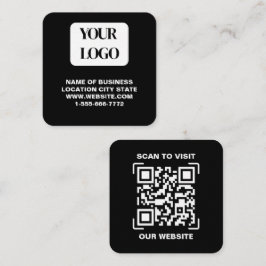 Tarjeta De Visita Cuadrada Código QR de escaneo de sitio web cuadrado con log