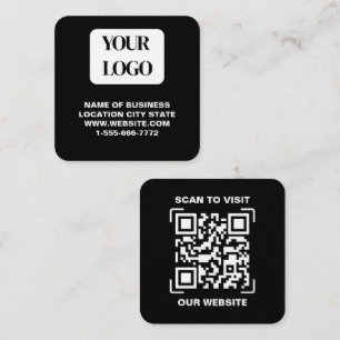 Tarjeta De Visita Cuadrada Código QR de escaneo de sitio web cuadrado con log