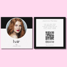 Código QR de Estilista de Pelo Foto Cuadrado Negro