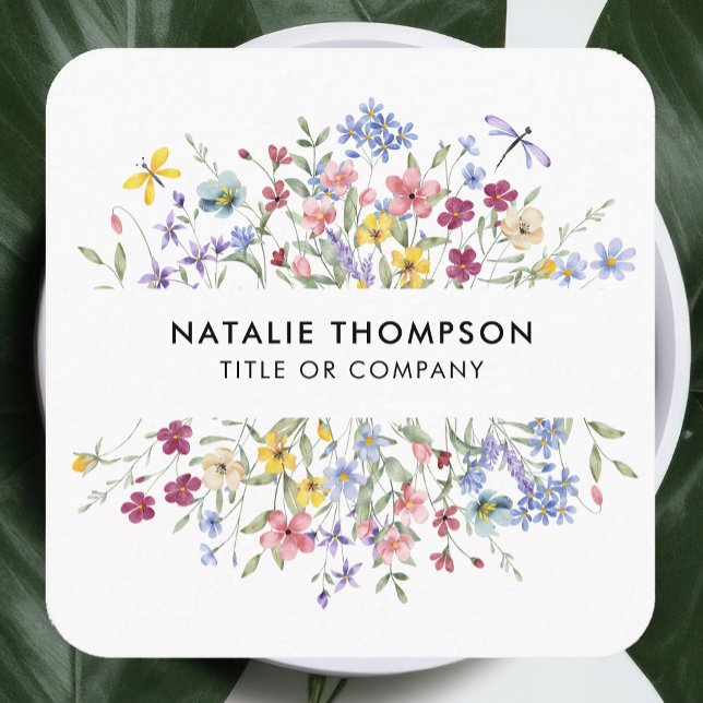 Tarjeta De Visita Cuadrada Código QR de Flor Silvestre Elegante Profesional (Subido por el creador)