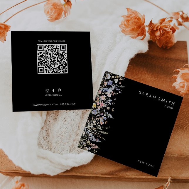 Tarjeta De Visita Cuadrada Código QR de flor silvestre multicolor de verano (Subido por el creador)