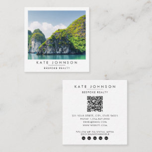 Tarjeta De Visita Cuadrada Código QR de foto del agente inmobiliario