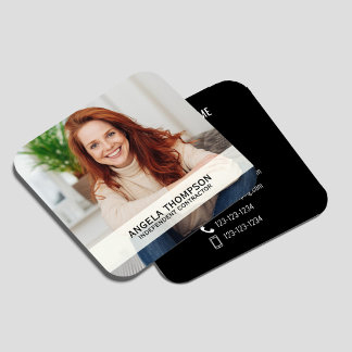 Tarjeta De Visita Cuadrada Código QR de Foto Moderna Conecta Conmigo Cuadrado