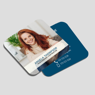 Tarjeta De Visita Cuadrada Código QR de Foto Moderna Conecta Conmigo Cuadrado