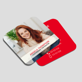 Tarjeta De Visita Cuadrada Código QR de Foto Moderna Conecta Conmigo Cuadrado