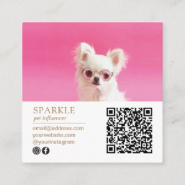 Tarjeta De Visita Cuadrada Código QR de fotografía doble personalizada modern