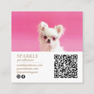 Tarjeta De Visita Cuadrada Código QR de fotografía doble personalizada modern